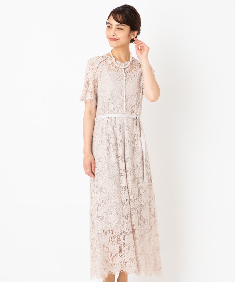 FRAY I.D フレイアイディー パイピングレースドレス ベージュ系 | 結婚