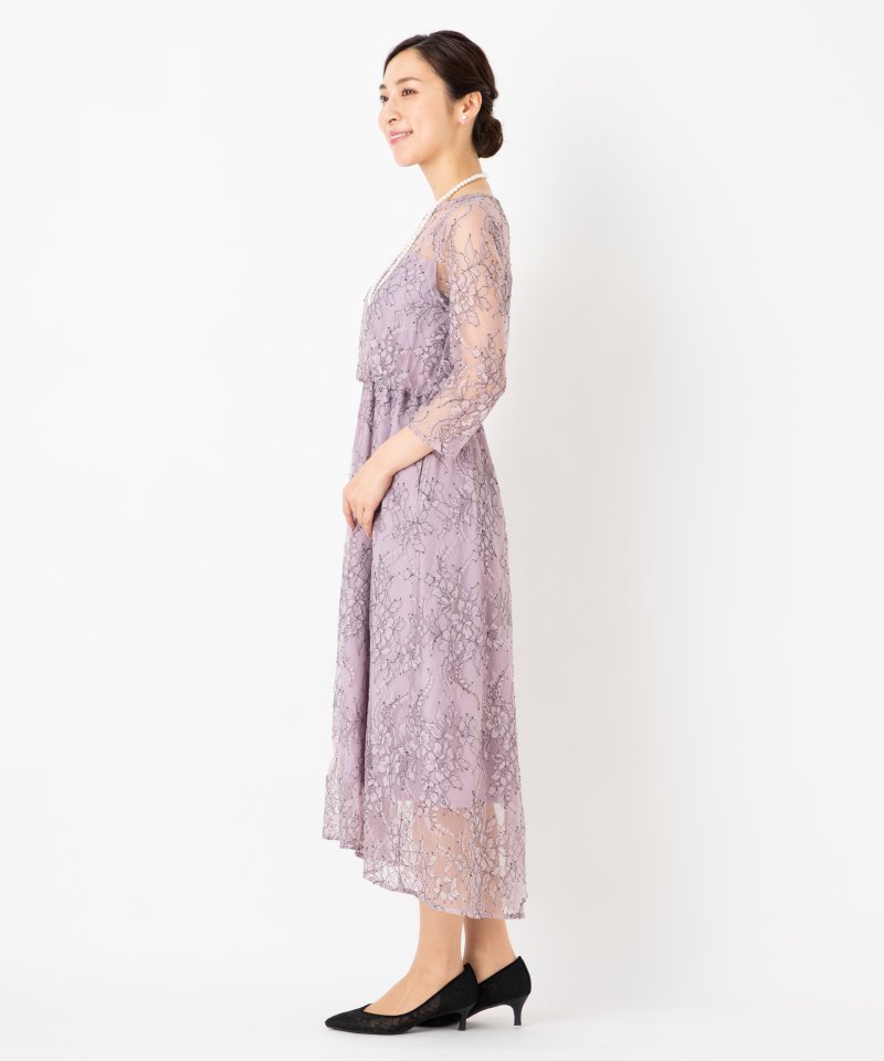 apart by lowrys アパートバイローリーズ 配色刺繍レースドレス ピンク