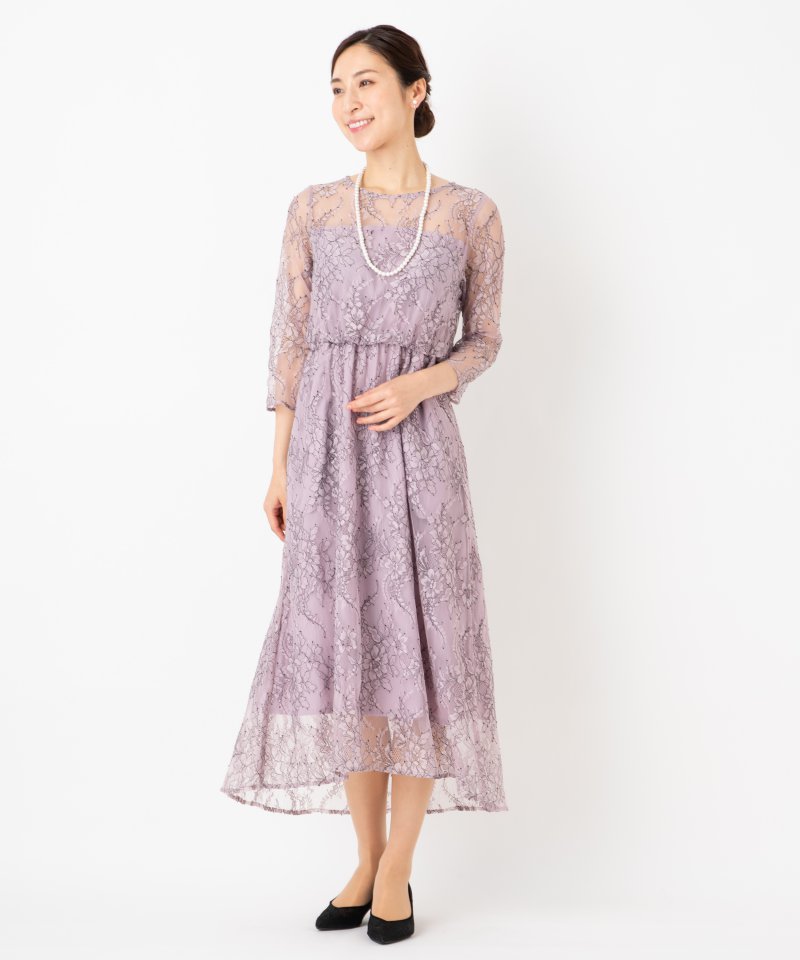 apart by lowrys 結婚式 ドレス apart by lowrys アパートバイローリーズ 配色刺繍レースドレス ピンク