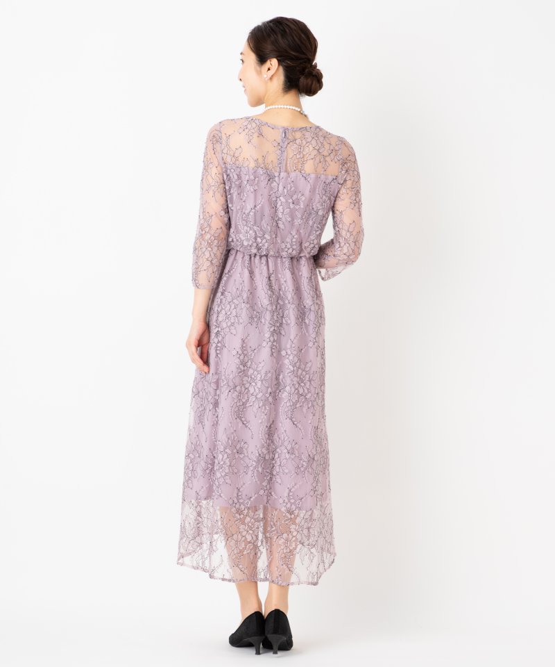 apart by lowrys アパートバイローリーズ 配色刺繍レースドレス ピンク