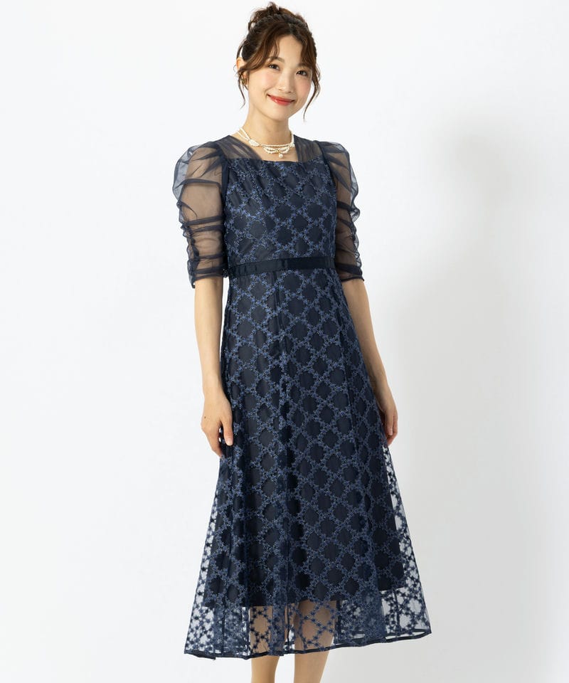 Dorry Doll ドリードール ダイヤフラワーレースドレス ネイビー系