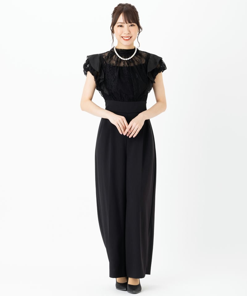 RUIRUE BOUTIQUE ルイルエブティック バックリボンレースコンビパンツ 