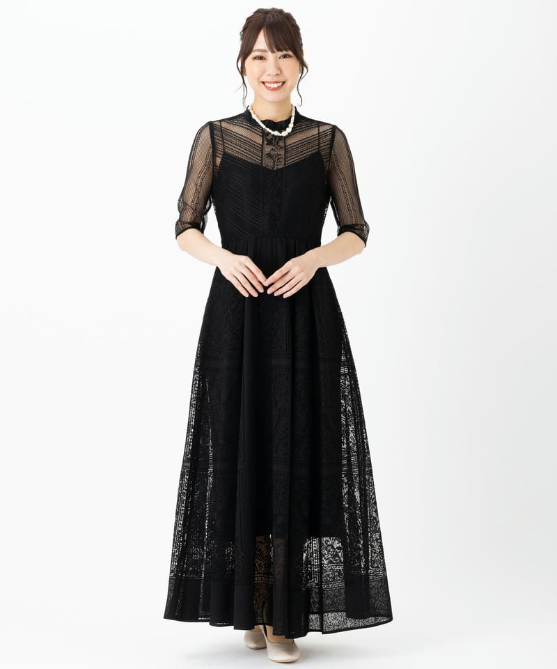 FRAY I.D フレイアイディー オーナメントラインパネルドレス ブラック