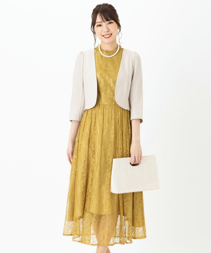 Aimer 【ドレス3点set】エメ ラッセルレース7分袖ロングドレス その他 