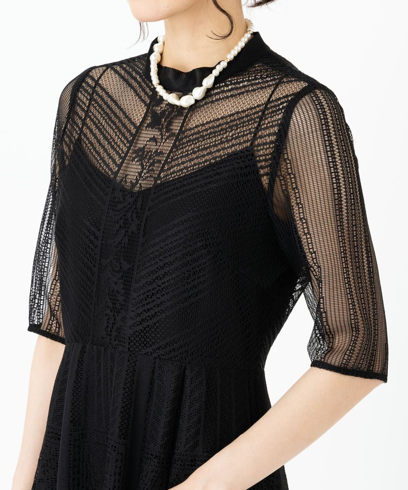 FRAY I.D フレイアイディー オーナメントラインパネルドレス ブラック