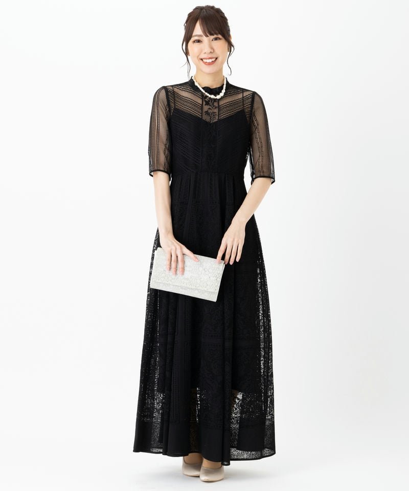 FRAY I.D フレイアイディー オーナメントラインパネルドレス ブラック