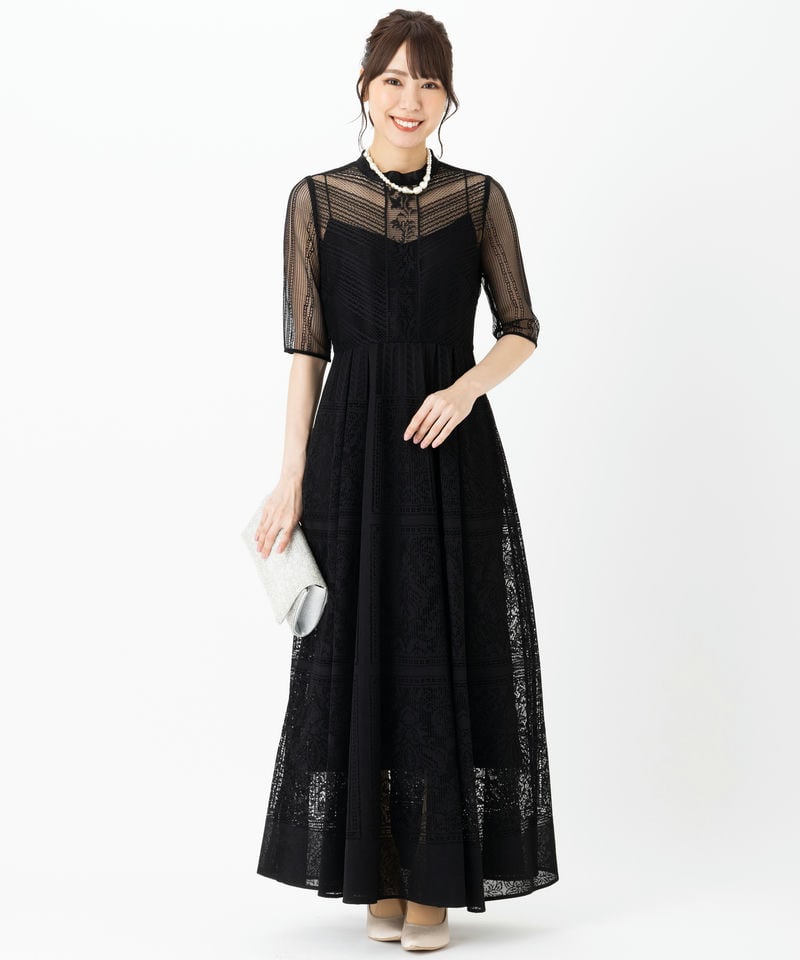 FRAY I.D フレイアイディー オーナメントラインパネルドレス ブラック