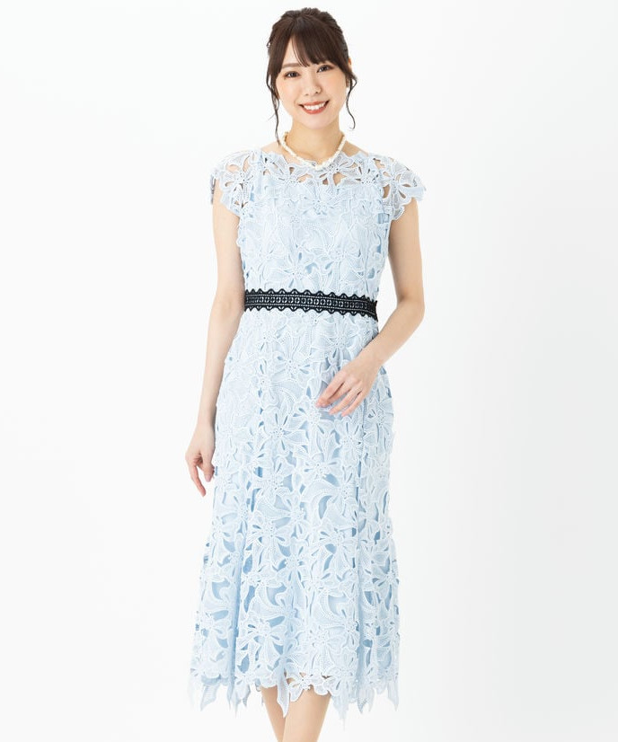 SNIDEL スナイデル ボリュームフレアレースドッキングドレス その他 x