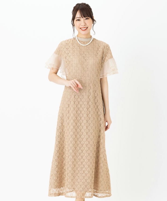 J by blue ジェーバイブルー ジオメトリックチェーンレースドレス