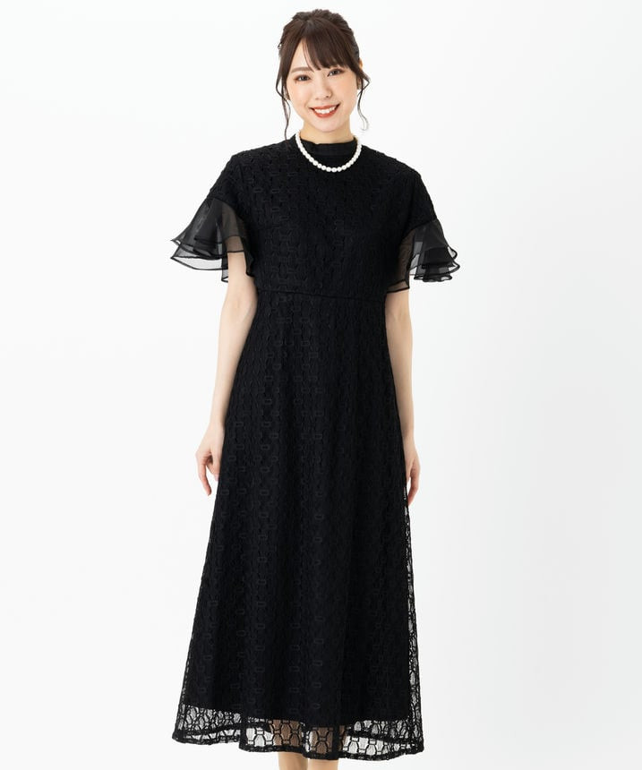 【 J by Blue 】ジオメトリックチェーンレースドレス　Mサイズ J by blue（ジェイバイブルー）の「ジオメトリックチェーンレース