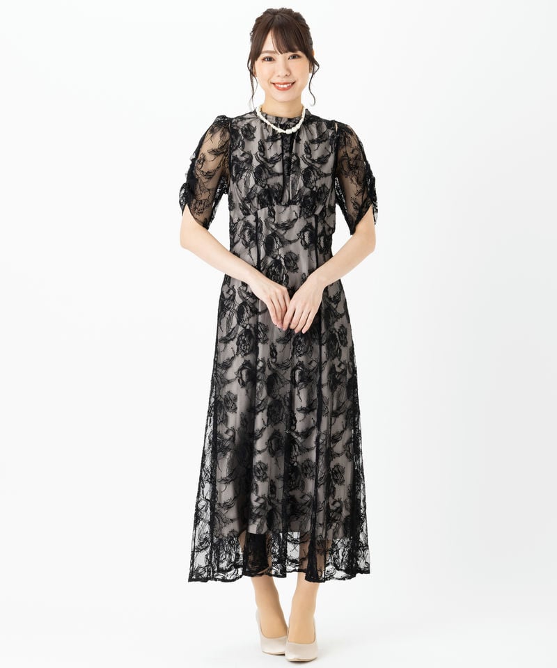 JILLSTUART 黒 パーティードレス サイズ2 JILL STUART ジルスチュアート チューリップカラーレースドレス