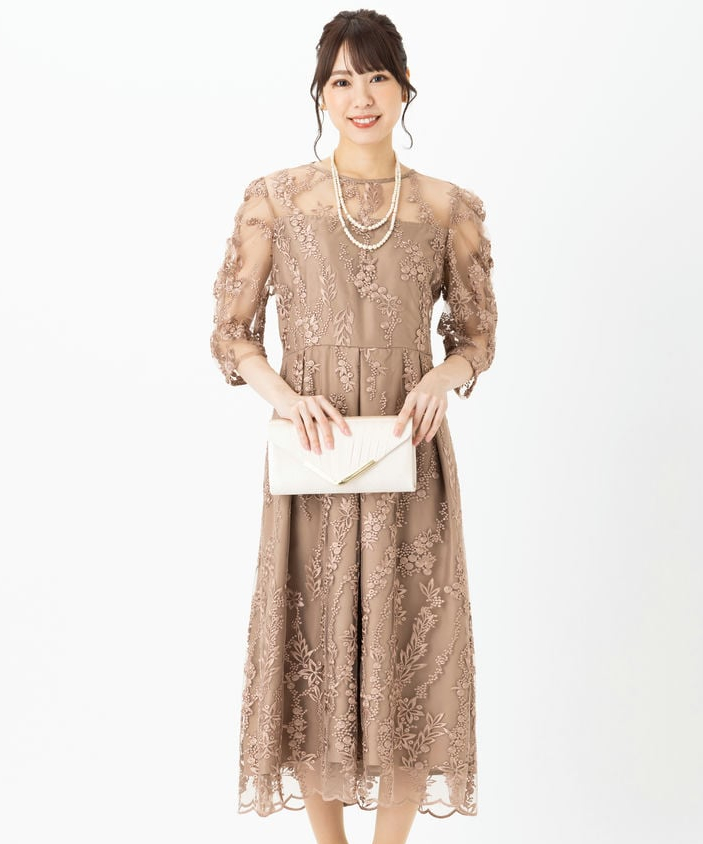 Select Shop 【ドレス3点セット】レーススリーブポケット付きドレス