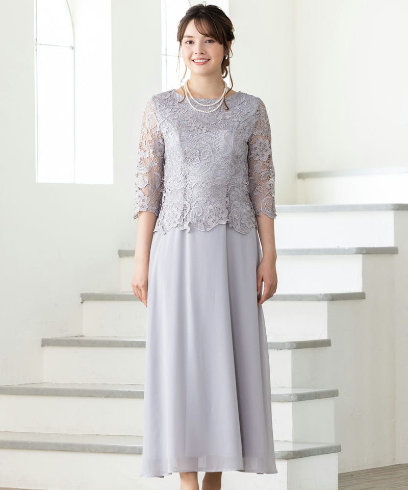 Select Shop 【マザーズドレス】刺繍レースシフォンマザードレス
