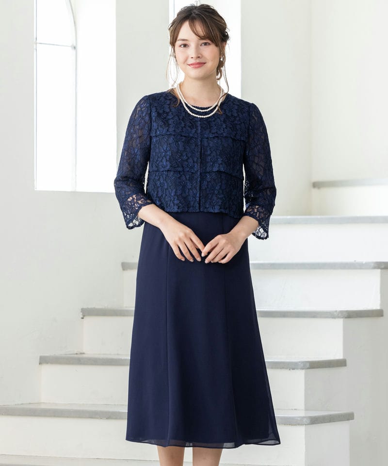 東京ソワール 【マザーズドレス】ケープ付き前開きロングドレス