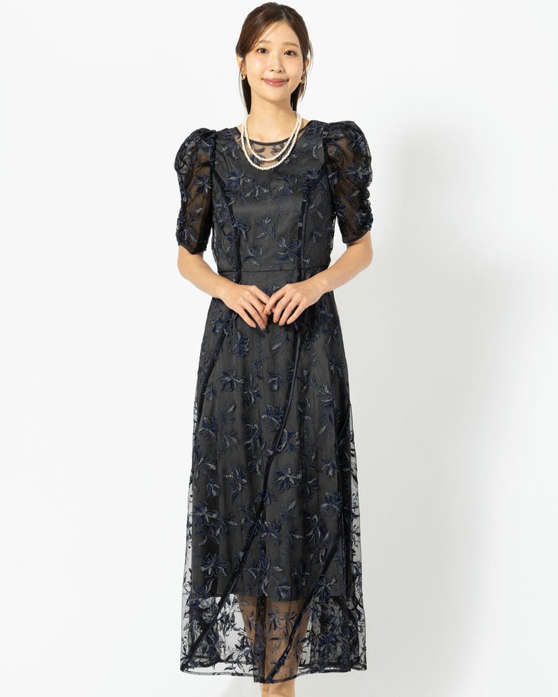 FRAY I.D フレイアイディー パパイピングフラワーレースドレス