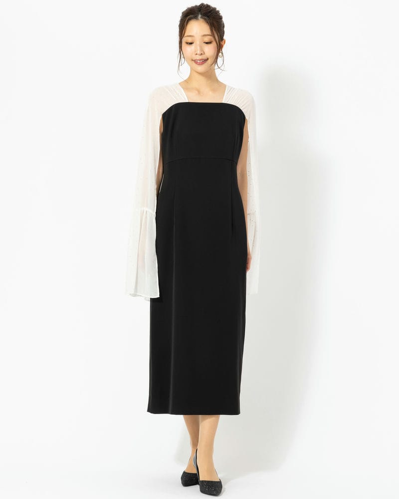 CELFORD セルフォード シャイニーシフォンケープドレス ブラック系