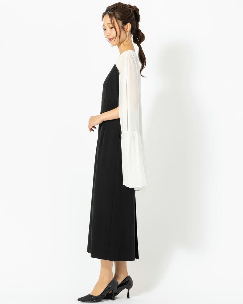 CELFORD セルフォード シャイニーシフォンケープドレス ブラック系