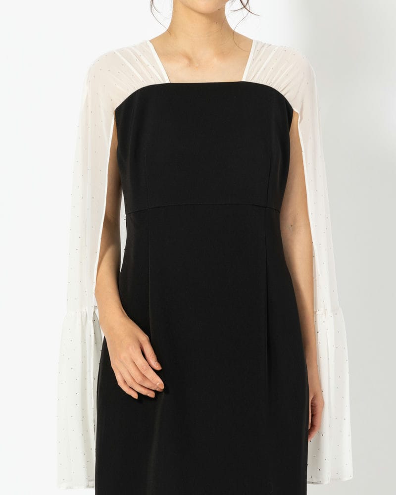 CELFORD セルフォード シャイニーシフォンケープドレス ブラック系