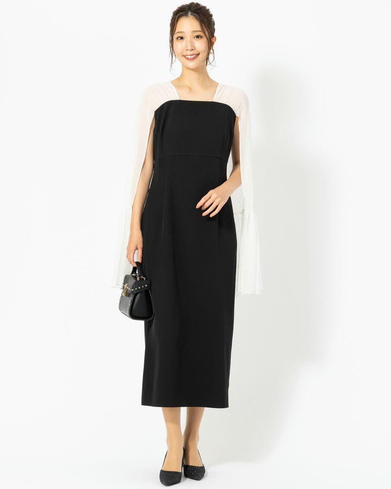 CELFORD セルフォード シャイニーシフォンケープドレス ブラック系