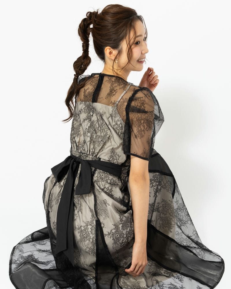 LilyBrown リリーブラウン オーナメントドロウオーガンジードレス