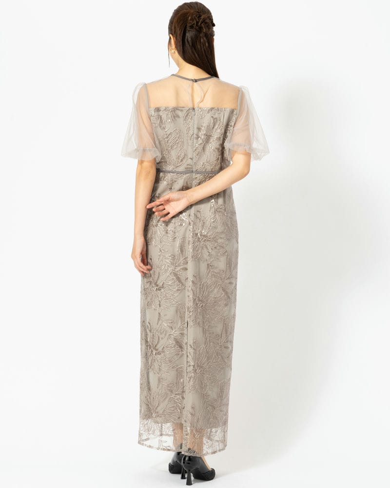Leja レジャ アシンメトリーシアーフラワードレス グレー系 | 結婚式