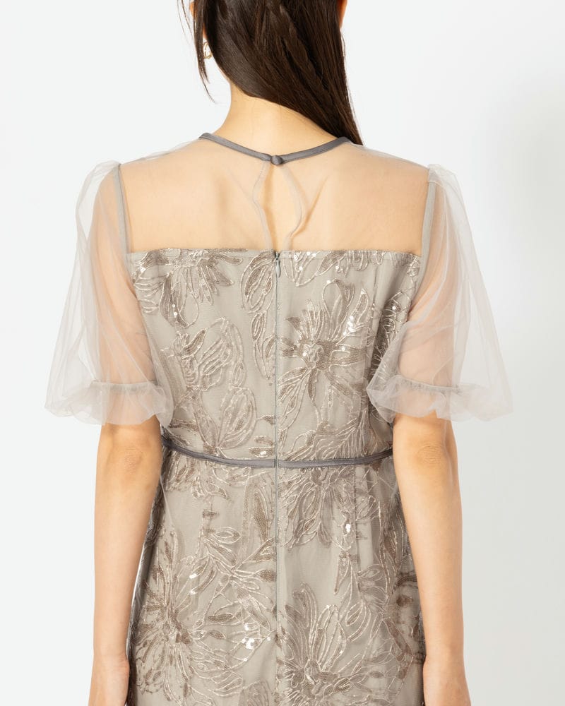 Leja レジャ アシンメトリーシアーフラワードレス グレー系 | 結婚式