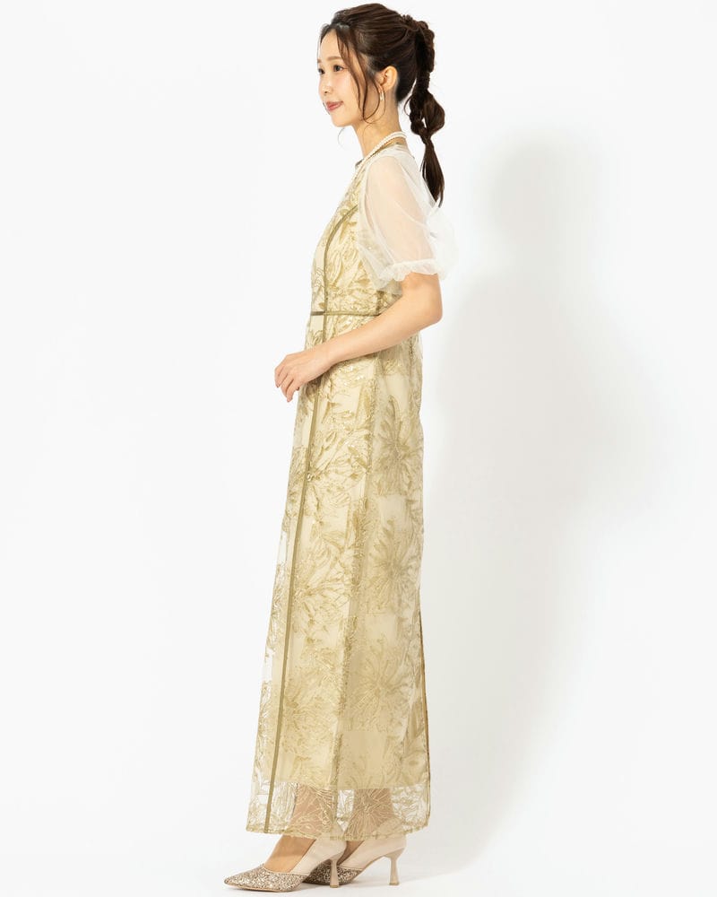 Leja レジャ アシンメトリーシアーフラワードレス グリーン系 | 結婚式