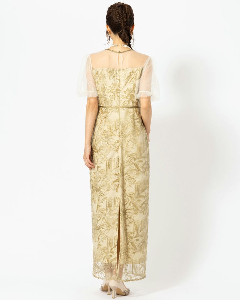 Leja レジャ アシンメトリーシアーフラワードレス グリーン系 | 結婚式