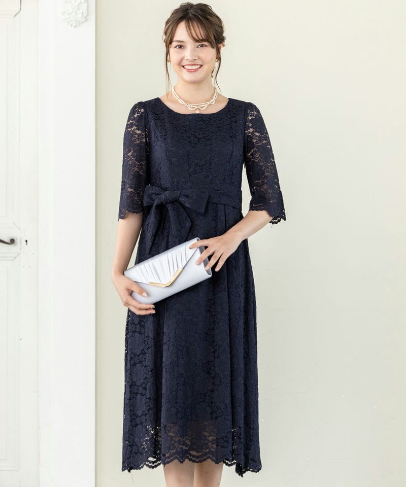 Select Shop 【授乳・マタニティードレスセット】リーフ柄総レース7分