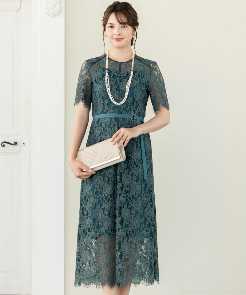 SNIDEL スナイデル ダブルカラーマーメイドドレス グリーン系 | 結婚式