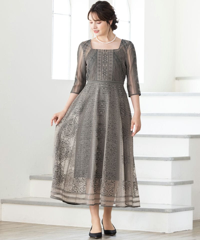 FRAY I.D フレイアイディー オーナメントパネルスクエアードレス