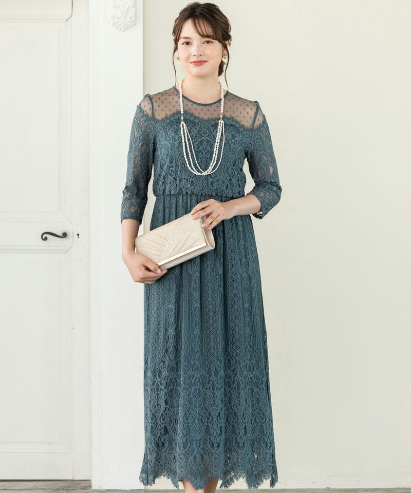 URBANRESEARCH バイカラーレースドレス FREE ブルー URBAN RESEARCH アーバンリサーチ バイカラーレースドレス その他 x