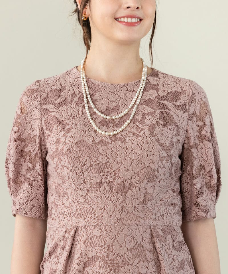 Aimer 【ドレス3点セット】エメ ジャカードレース袖付きタイトライン