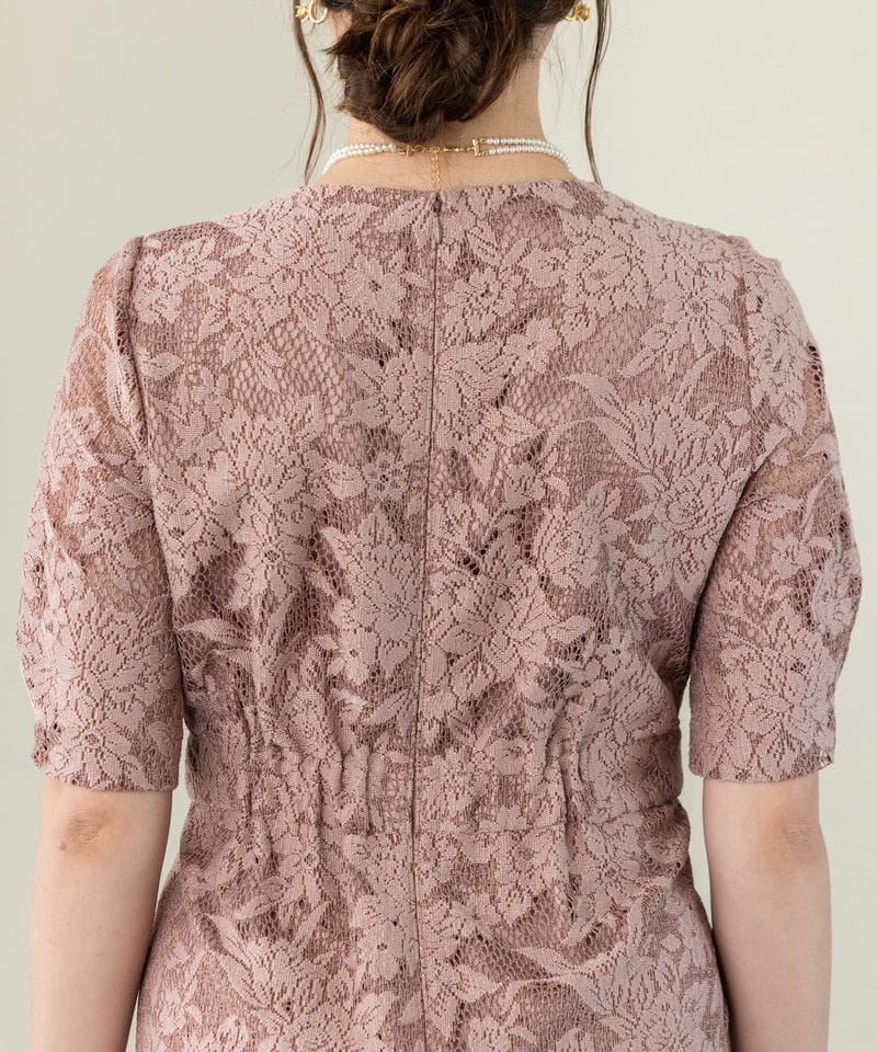 Aimer 【ドレス3点セット】エメ ジャカードレース袖付きタイトライン