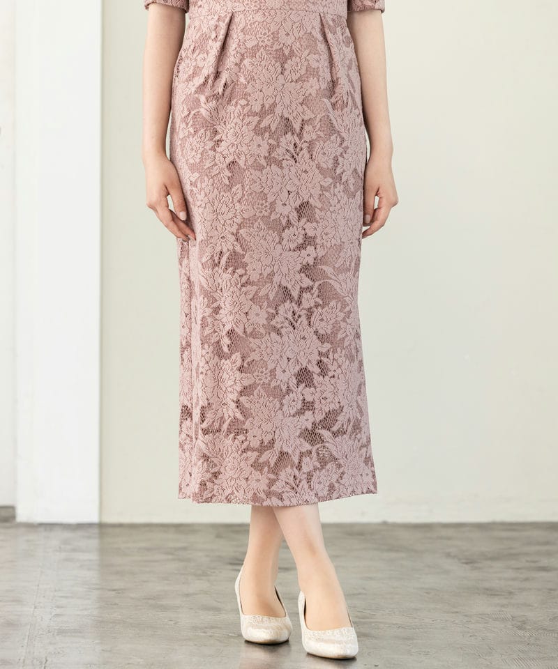 Aimer 【ドレス3点セット】エメ ジャカードレース袖付きタイトライン