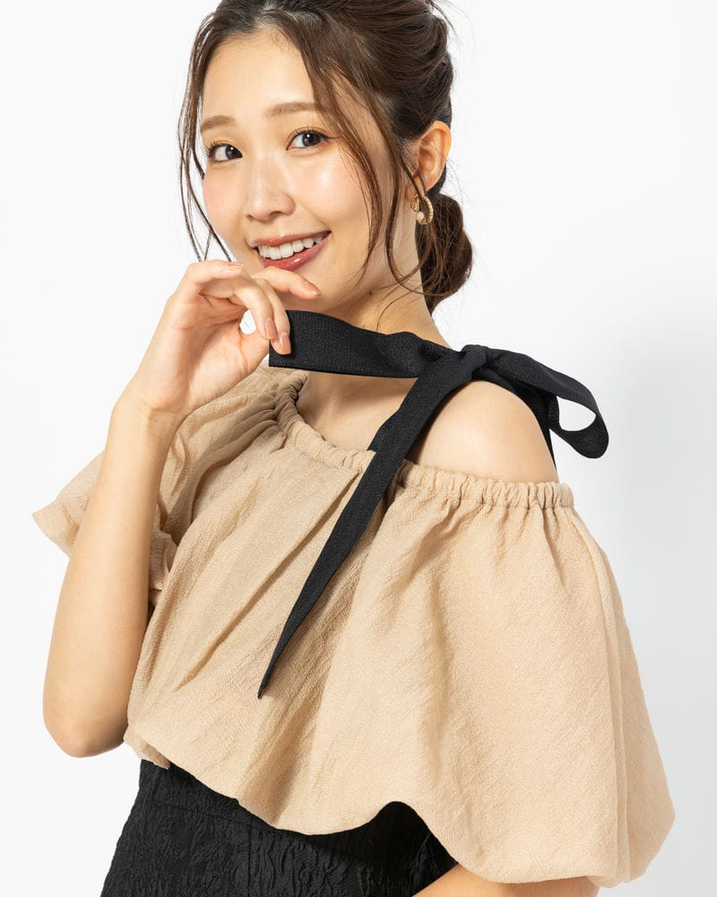 Select Shop バルーンオフショルダージャガードマーメイドドレス