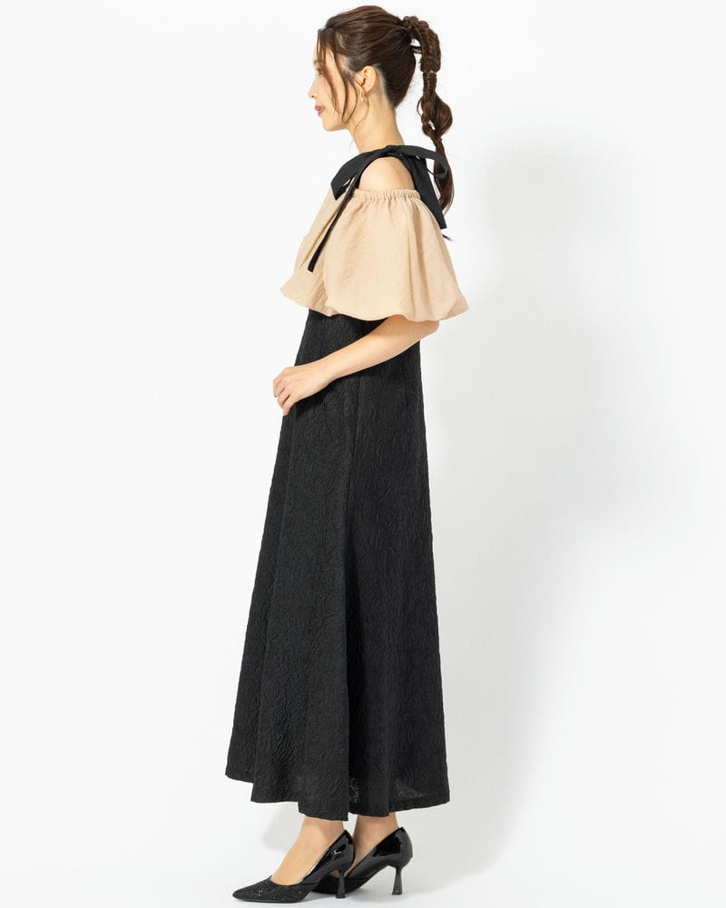 Select Shop バルーンオフショルダージャガードマーメイドドレス