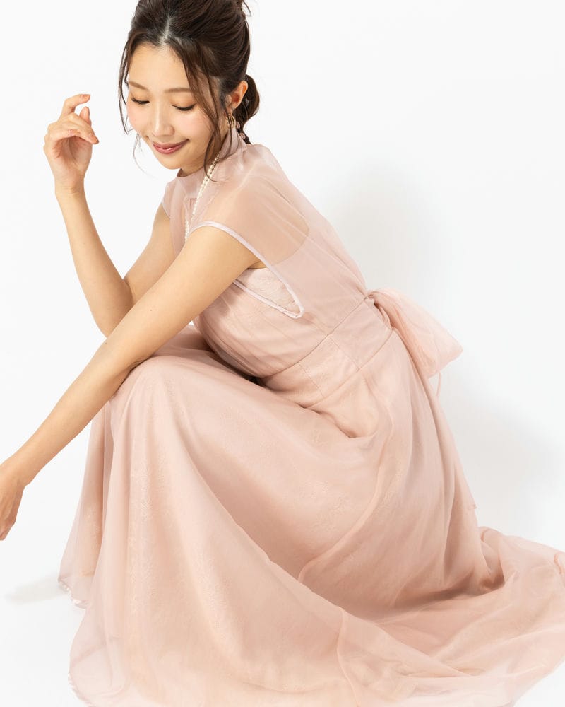 Select Shop 【ドレス2点SET】エンブロイダリーコクーンドレス ピンク