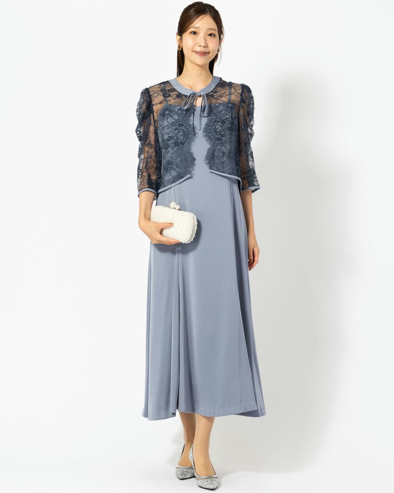 新品☆LL♪レースブラウス＆マーメイドワンピース♪結婚式・パーティ☆A267 Select Shop レースブラウス&マーメイドキャミワンピースドレス ブルー