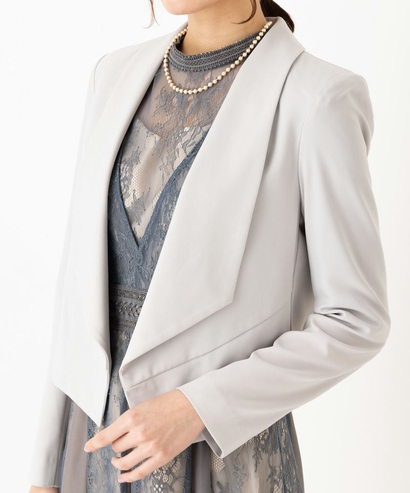 Aimer エメ 前下がりショールカラージャケット グレー系 x ベージュ系