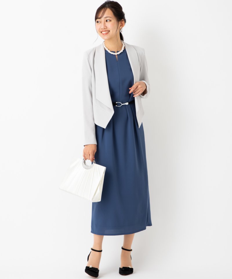 Aimer エメ 前下がりショールカラージャケット グレー系 x ベージュ系