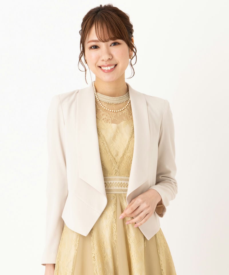 Aimer エメ 前下がりショールカラージャケット グレー系 x ベージュ系