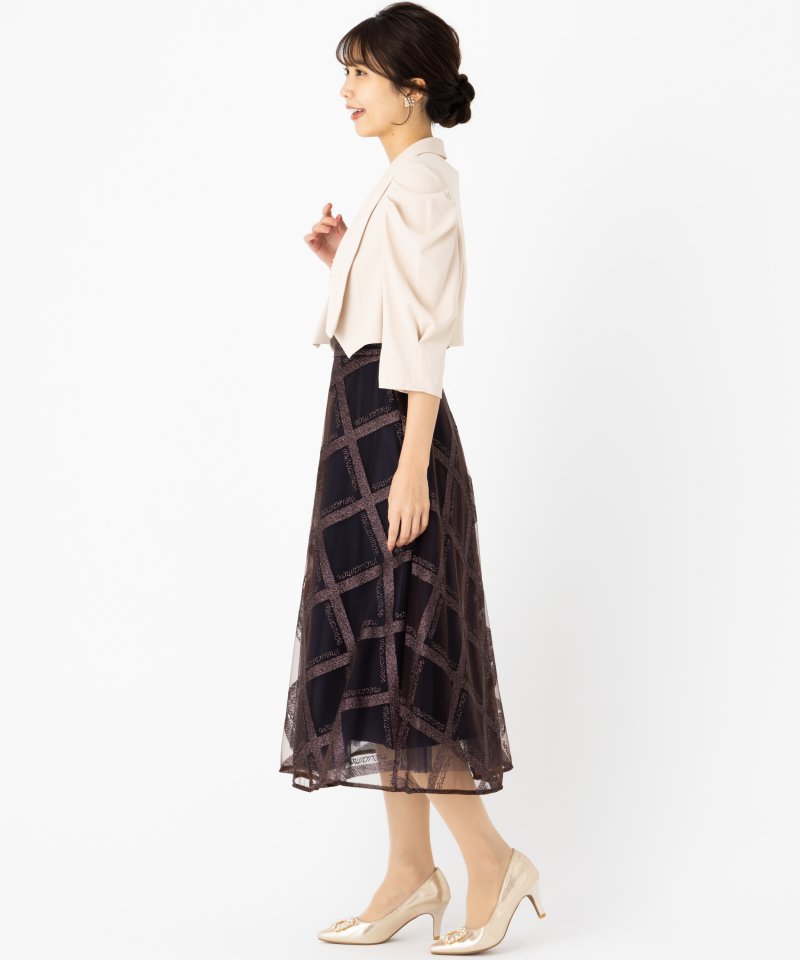 Select Shop ボリュームタックスリーブボレロジャケット ベージュ系