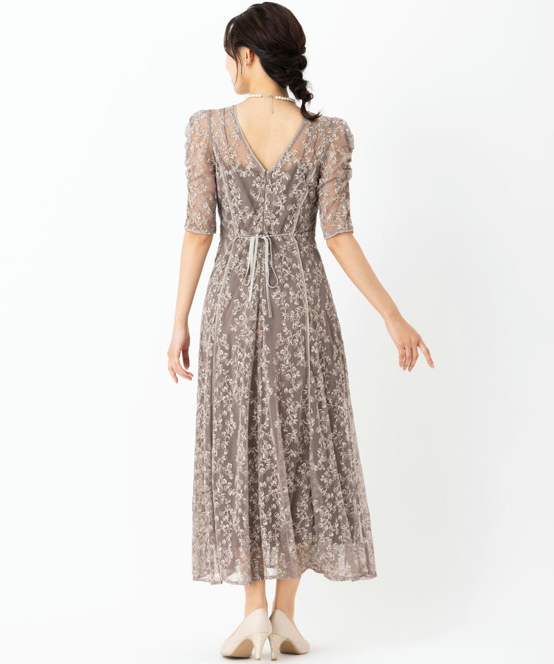 FRAY I.D フレイアイディー エンブロイダリードレス ブラウン系 x