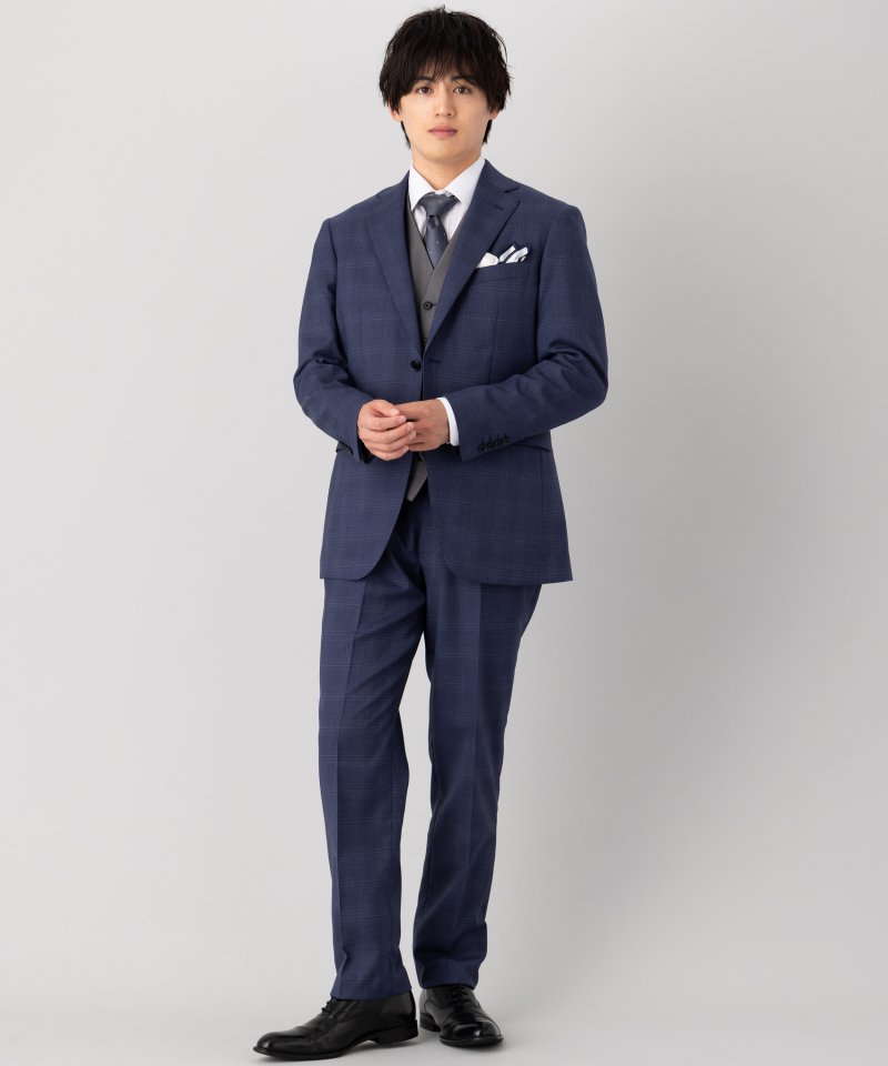 ORIHICA オリヒカ タスマニアチェック×シルバーベスト3ピーススーツ