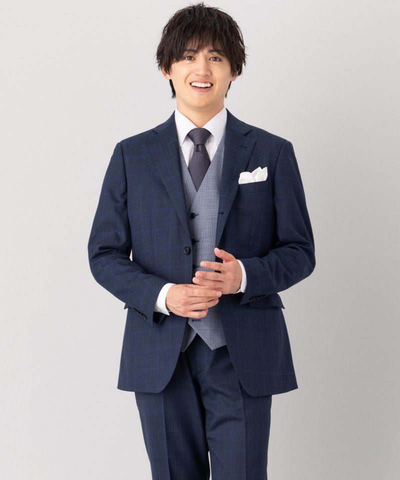 ORIHICA オリヒカ タスマニアチェック×シルバーベスト3ピーススーツ