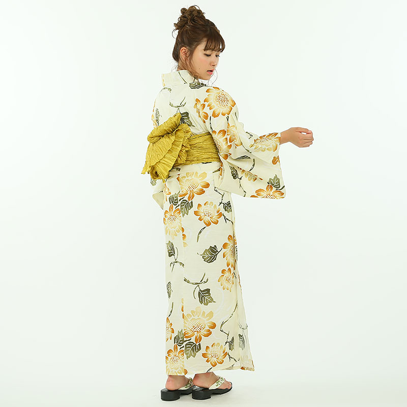 utatane 【浴衣・下駄セット】うたたね「クリームに古典ひまわり