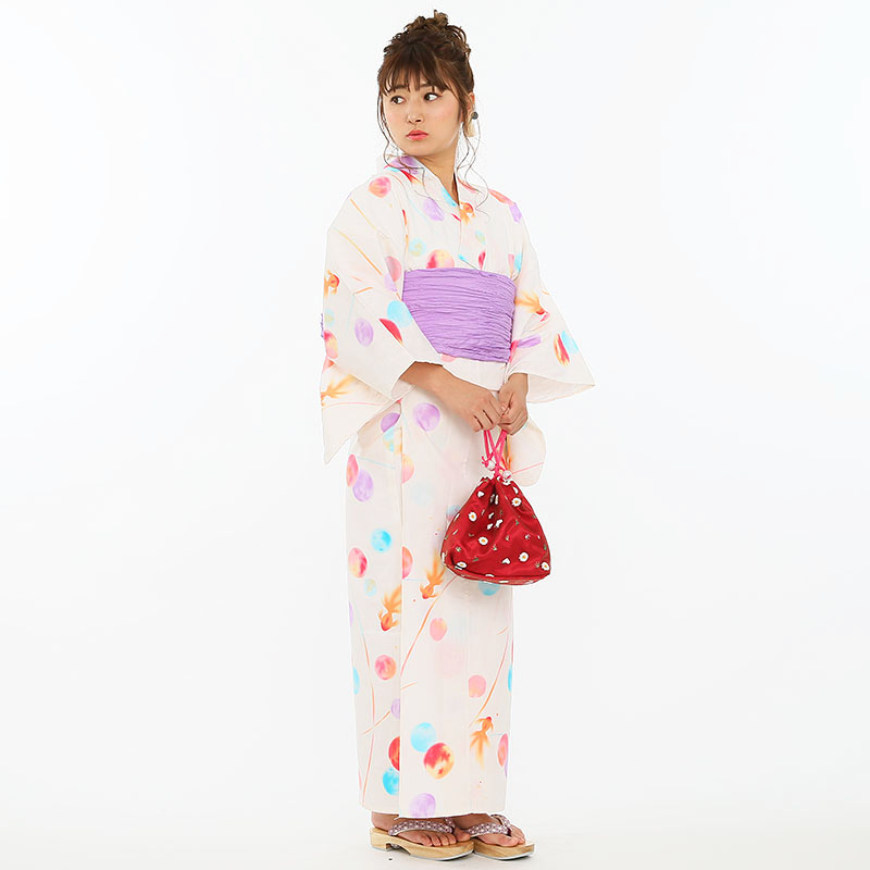 bonheur saisons 【浴衣・下駄セット】ボヌールセゾン「水彩風水玉と