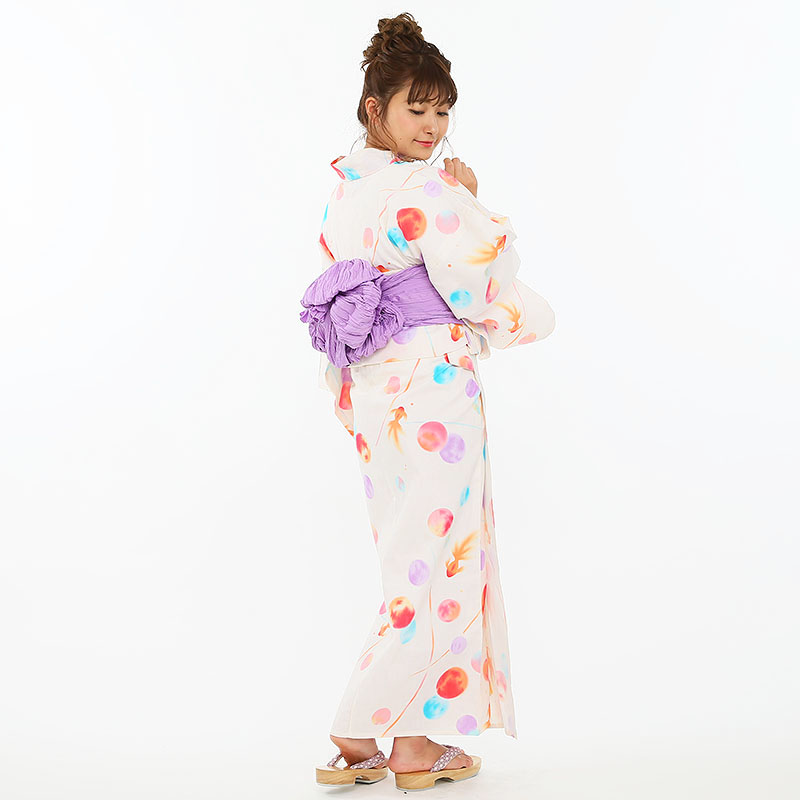 bonheur saisons 【浴衣・下駄セット】ボヌールセゾン「水彩風水玉と