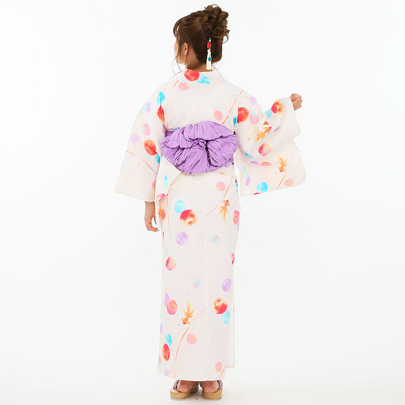 bonheur saisons 【浴衣・下駄セット】ボヌールセゾン「水彩風水玉と